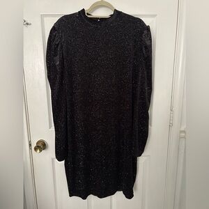 Black Sparkle Long Sleeve Dress
